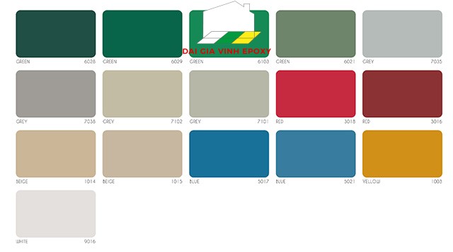 Các Màu Sơn Epoxy Được Ưa Chuộng Trong Năm 2025 1 Bảng màu sơn epoxy