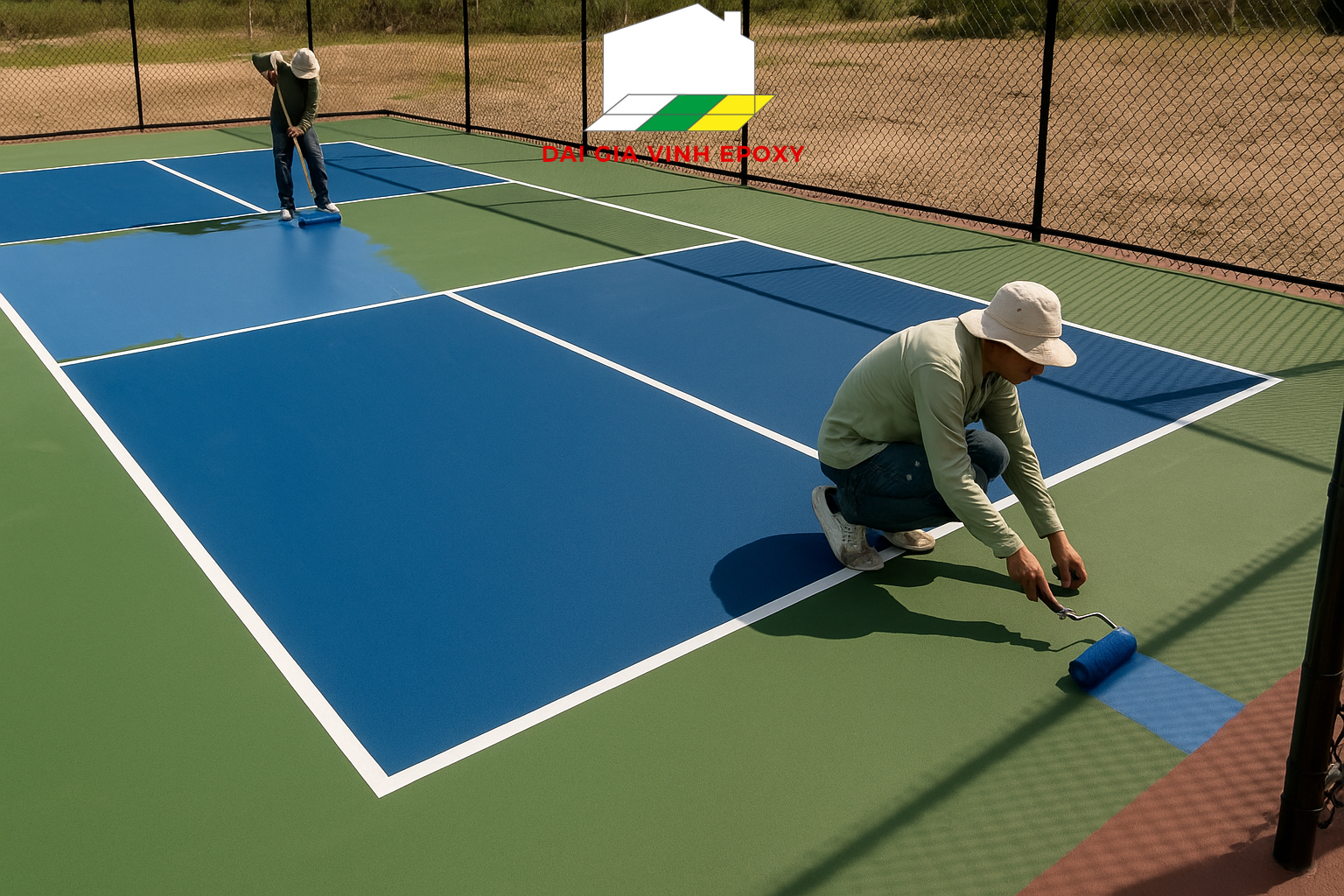 Các bước thi công sơn sân Pickleball